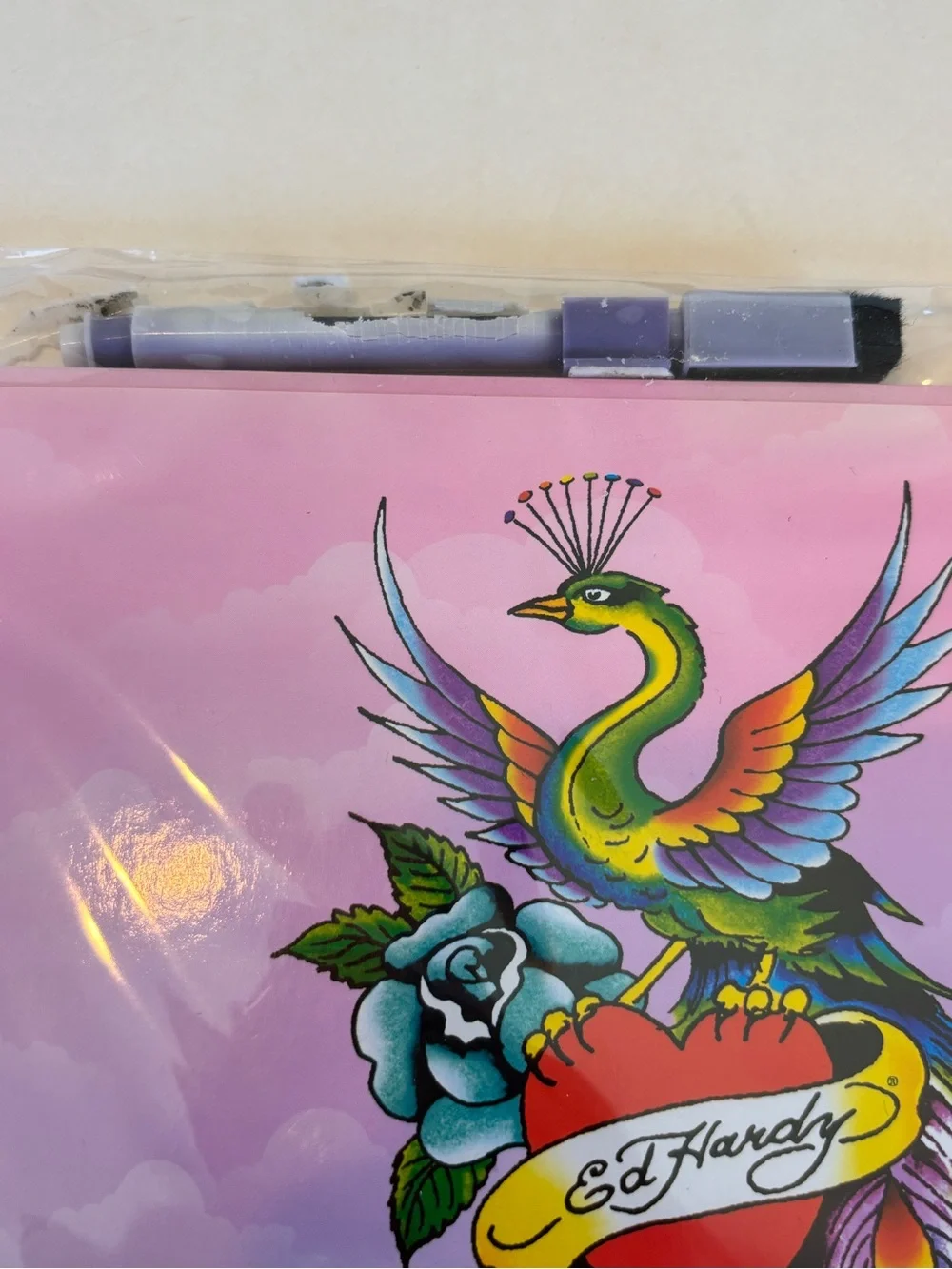 4 NEW Ed Hardy Peacock Dry Erase Boards Sealed Marker Magnets Y2K